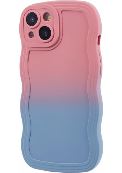 iPhone15 Plus Için Jtw Serisi Plus Telefon Kılıfı Wavy Edge Lastikli Telefon Tpu Kapak-Pembe+Sky Mavi (Yurt Dışından)