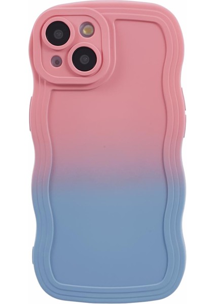 iPhone15 Plus Için Jtw Serisi Plus Telefon Kılıfı Wavy Edge Lastikli Telefon Tpu Kapak-Pembe+Sky Mavi (Yurt Dışından)