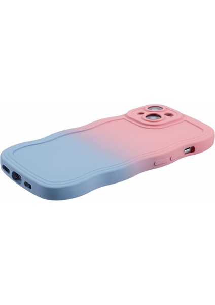iPhone15 Plus Için Jtw Serisi Plus Telefon Kılıfı Wavy Edge Lastikli Telefon Tpu Kapak-Pembe+Sky Mavi (Yurt Dışından)