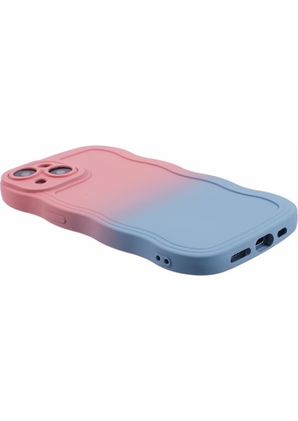 iPhone15 Plus Için Jtw Serisi Plus Telefon Kılıfı Wavy Edge Lastikli Telefon Tpu Kapak-Pembe+Sky Mavi (Yurt Dışından)