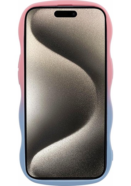 iPhone15 Plus Için Jtw Serisi Plus Telefon Kılıfı Wavy Edge Lastikli Telefon Tpu Kapak-Pembe+Sky Mavi (Yurt Dışından)