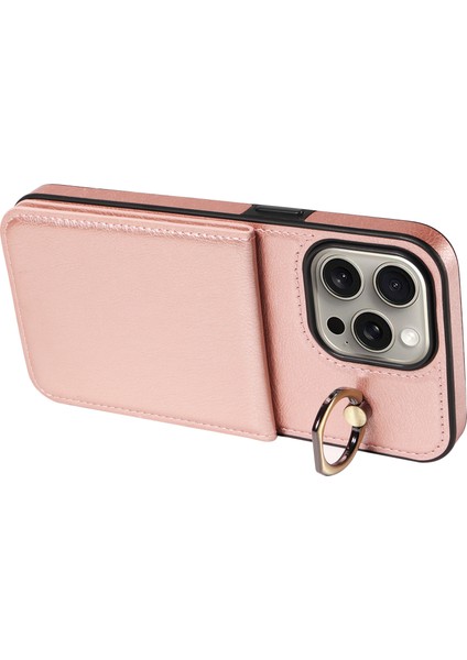 iPhone15 Pro Max Case Litchi Doku Pu Deri+Tpu Telefon Kapağı Kart Yuvası Golü Altın (Yurt Dışından)