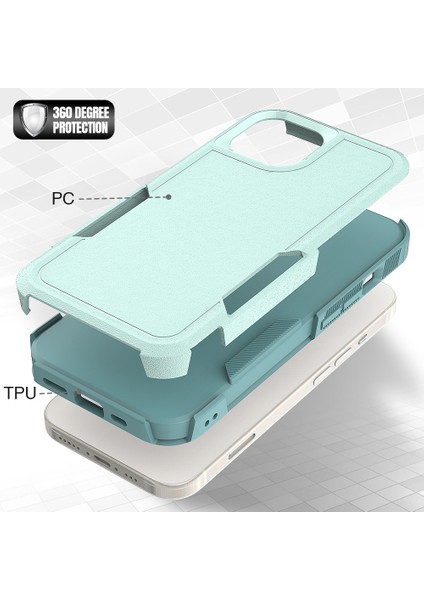 iPhone15 Çift Katmanlı Koruma Pc+Tpu Kapak Düşüş Önleyici Telefon Vaka Yeşili (Yurt Dışından) modelleri