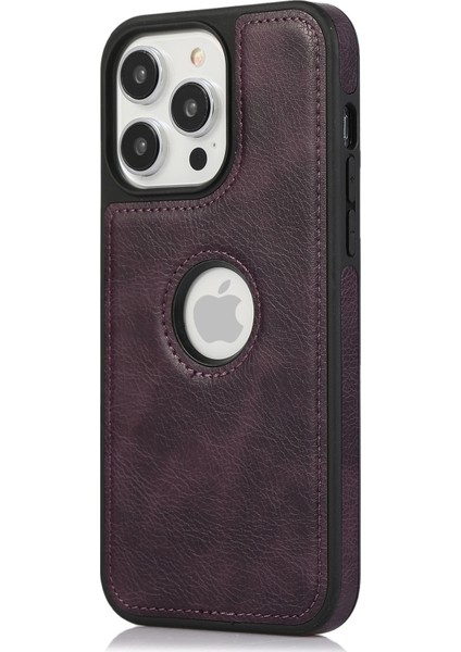 iPhone15 Pro Max Case Pu Pu Derisi Kaplamalı Tpu Doğru Renk Logo Cep Telefonu Kapak-Dark Mor Görüntüleyin (Yurt Dışından)