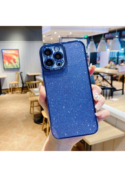 iPhone15 Pro Glitter Çıkarılabilir Yumuşak Cep Telefon Koruyucu Kapak-Dark Mavi (Yurt Dışından)