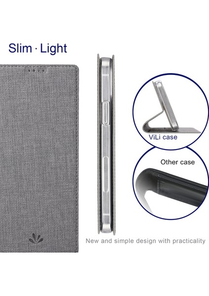 iPhone15 Pro Max Stand Deri Telefon Kapak-Grey Için Kart Sahibi Telefon Kılıfı (Yurt Dışından)
