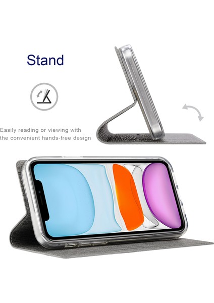 iPhone15 Pro Max Stand Deri Telefon Kapak-Grey Için Kart Sahibi Telefon Kılıfı (Yurt Dışından)