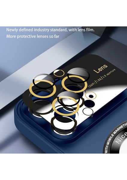 Anti-Drop Pc+Tpu iPhone15 Pro Max Için Magsafe Geri Logo ile Uyumlu Magnify Magnify Telefon Kılıfı Yerleşik Cam Lens Film Mavisi (Yurt Dışından)