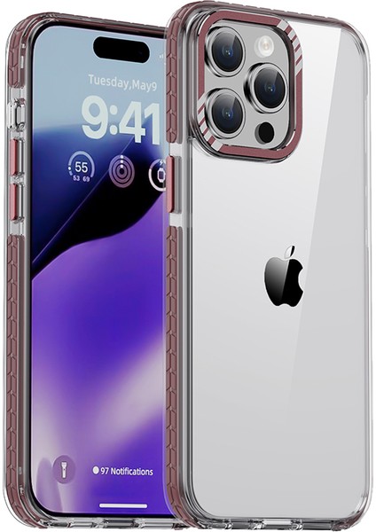 iPhone15 Pro Max Anti-Drop Hard Pc+Tpu Telefon Kapağı Metal Lensli Çerçeve Kırmızısı (Yurt Dışından)