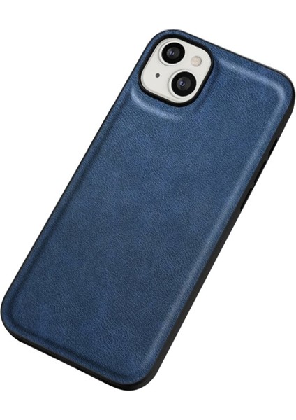 iPhone15 Pl Pu Deri Kaplamalı Tpu+Pc Kapağı Retro Anti-Scratch Telefon Kılıf Mavisi (Yurt Dışından)