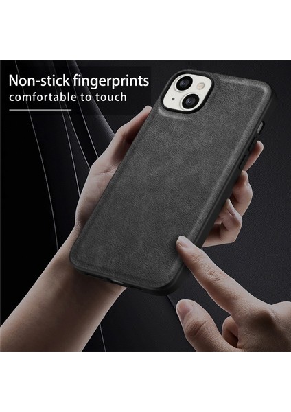 iPhone15 Pl Pu Deri Kaplamalı Tpu+Pc Kapağı Retro Anti-Scratch Telefon Kılıf Mavisi (Yurt Dışından)