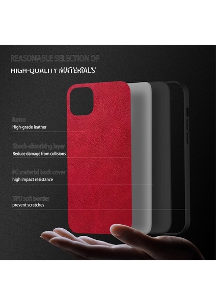 iPhone15 Pl Pu Deri Kaplamalı Tpu+Pc Kapağı Retro Anti-Scratch Telefon Kılıf Mavisi (Yurt Dışından)