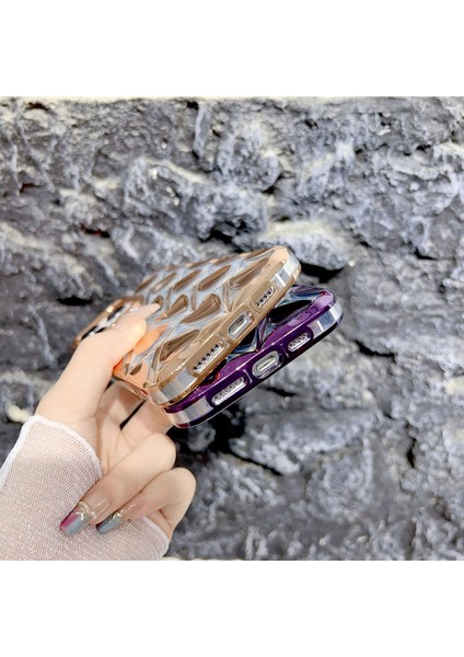 iPhone15 Pro Tpu Için Telefon Kasası Elektraplatma 3D Aşk Kalp Şekli Kapak Golü Altın (Yurt Dışından)