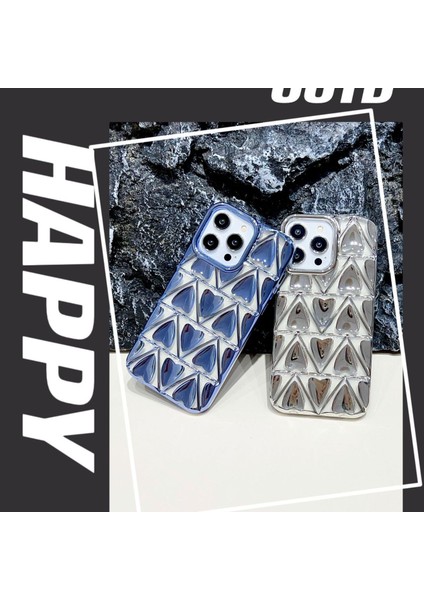 iPhone15 Pro Tpu Için Telefon Kasası Elektraplatma 3D Aşk Kalp Şekli Kapak Golü Altın (Yurt Dışından)