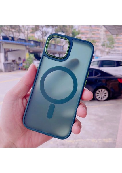 iPhone15 Pro Case Cilt-Touch Tpu+Pc Telefon Kapağı Magsafe-Green ile Uyumlu (Yurt Dışından)