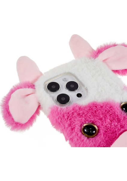 iPhone15 Pro Furry Peluş Kılıf Süt Inek Kulak Tarzı Tpu Yumuşak Telefon Kabuk Rose (Yurt Dışından) fırsatları