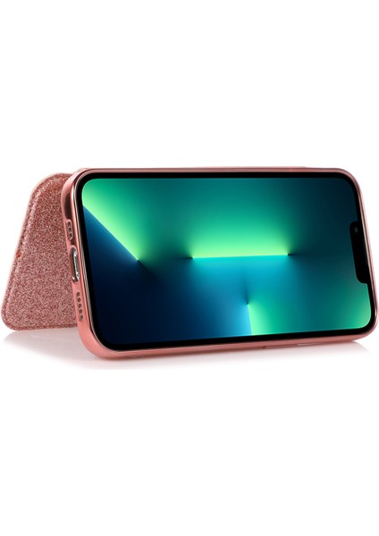 iPhone15 Pro Kart Tutucu Glitter Toz Anti-Çizelge Pu Deri+Tpu Şeffaf Telefon Kapak Çizgi Altın (Yurt Dışından) modelleri