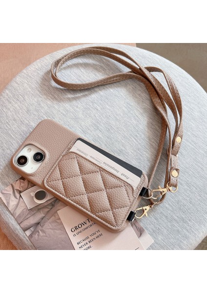 Rhomboid Dikiş Kartı Tutucu iPhone15 Plus Için Telefon Kılıfı Plus Litchi Doku Pu+Tpu Omuz Askılı Pembe ile Telefon Koruyucu (Yurt Dışından) fiyatları