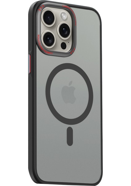 iPhone15 Pro 15 Magnetic Lens Çerçevesi Mat Telefon Kapak Tespit Edici Siyah (Yurt Dışından)