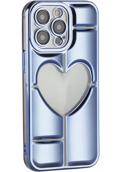 iPhone15 Pro Max Tpu Telefon Kılıfı Için Mns Serisi 3D Kalp Heart Lens Koruma Mavisi (Yurt Dışından)