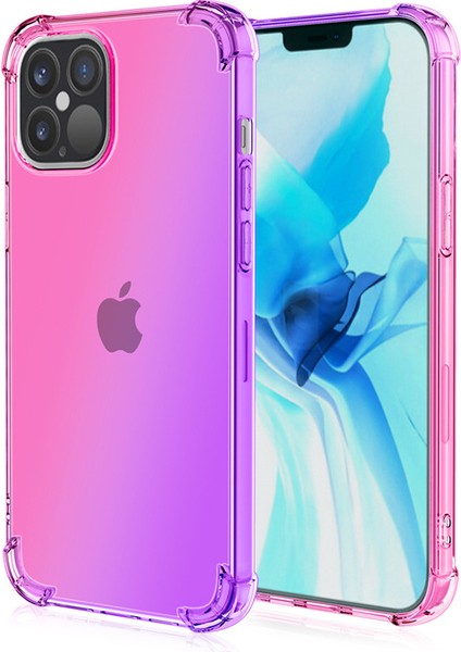 iPhone15 Plus Tpu Için Tpu Telefon Vaka Gradyan Renk Dört Köşe Damla Geçirmez Telefon Kapak Pembe/mor (Yurt Dışından)