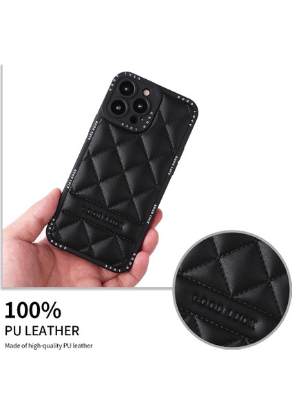 iPhone15 Pro Rhombic Grid Doku Kılıfı Pu Deri Kaplamalı Pc+Tpu Telefon Kapak Mavisi (Yurt Dışından) fiyatları