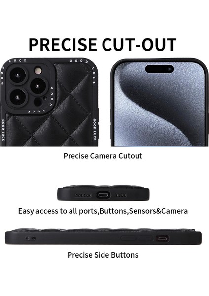 iPhone15 Pro Rhombic Grid Doku Kılıfı Pu Deri Kaplamalı Pc+Tpu Telefon Kapak Mavisi (Yurt Dışından) modelleri