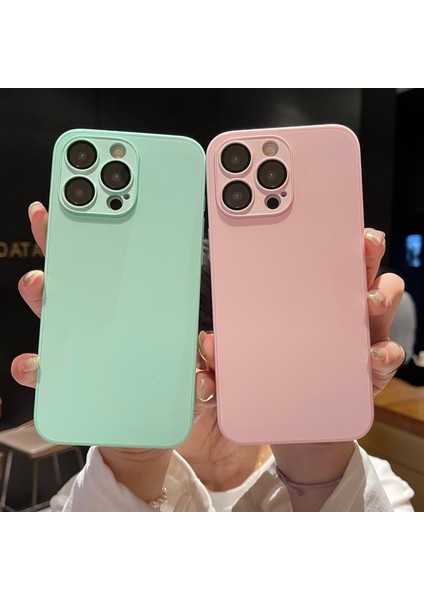 iPhone15 Pro Max Için Ag Pro Max Telefon Kılıfı Mat Tpu Çerçeveli Temperli Cam Arka Kapak Yeşili (Yurt Dışından)