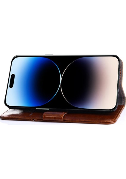 iPhone15 Pro Geometrik Deri Telefon Kılıf Anti-Drop Stand Cüzdan Kapak Mavisi (Yurt Dışından) modelleri