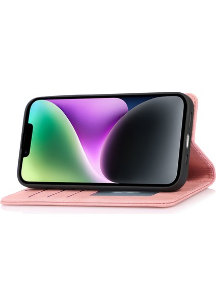 iPhone15 Plus Pu Deri Telefon Kılıfı Manyetik Kapanış Standı Cüzdan Kapak Golü Altın (Yurt Dışından)