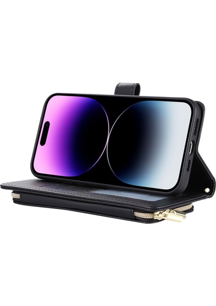 iPhone15 Plus Anti Drop Pu+Tpu Telefon Kılıfı Rhombus Dikiş Fermuar Cüzdan Telefon Kapağı Bilek Kayış-Beyaz (Yurt Dışından) fırsatları