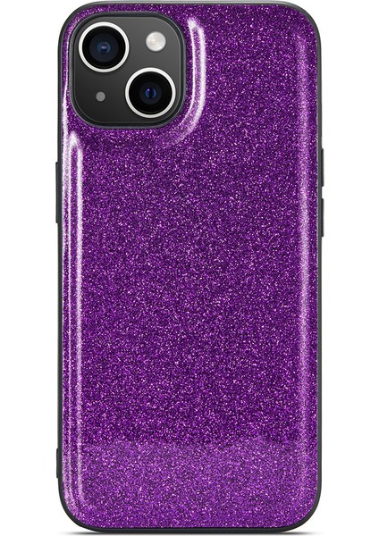 iPhone15 Plus Plus Kasa Parıltılı Yüzey Pu Deri Kaplamalı Pc+Tpu Telefon Kapak-Mor (Yurt Dışından)