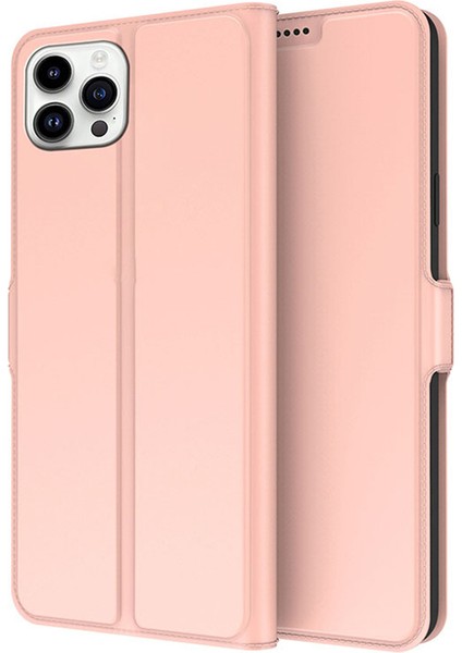 iPhone15 Deri Kasa Flip Standı Için Kart Slot-Rose Altın ile Cep Telefonu Kapağı (Yurt Dışından)