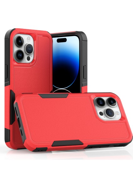 iPhone15 Pro Max Map Cep Telefonu Geri Kapak Pc+Tpu Damla Koruma Korusu-Kırmızı (Yurt Dışından)