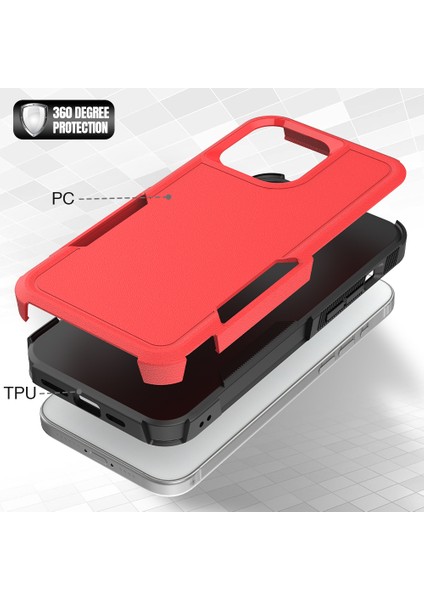 iPhone15 Pro Max Map Cep Telefonu Geri Kapak Pc+Tpu Damla Koruma Korusu-Kırmızı (Yurt Dışından)