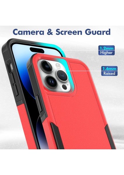 iPhone15 Pro Max Map Cep Telefonu Geri Kapak Pc+Tpu Damla Koruma Korusu-Kırmızı (Yurt Dışından)