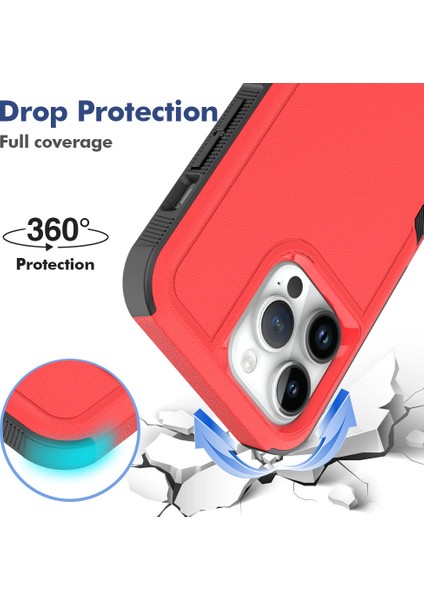 iPhone15 Pro Max Map Cep Telefonu Geri Kapak Pc+Tpu Damla Koruma Korusu-Kırmızı (Yurt Dışından)