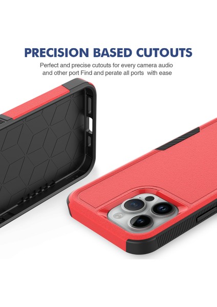 iPhone15 Pro Max Map Cep Telefonu Geri Kapak Pc+Tpu Damla Koruma Korusu-Kırmızı (Yurt Dışından)