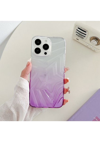 iPhone15 Pro Korusu Çift Renk Istek Yıldız Deseni Anti-Drop Tpu Telefon Kapak Sınıflandırıcı Mor (Yurt Dışından)