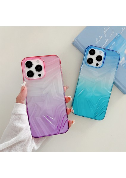 iPhone15 Pro Korusu Çift Renk Istek Yıldız Deseni Anti-Drop Tpu Telefon Kapak Sınıflandırıcı Mor (Yurt Dışından)
