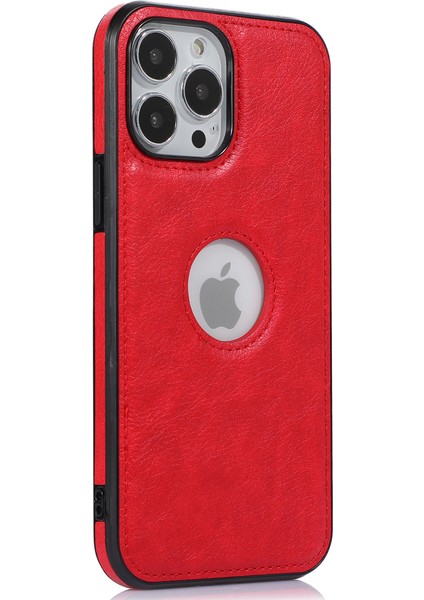 iPhone15 Pro Max Case Tpu+Pu Telefon Kapağı Logo Tasarım Şok Geçirmez Kabuk-Kırmızı (Yurt Dışından)