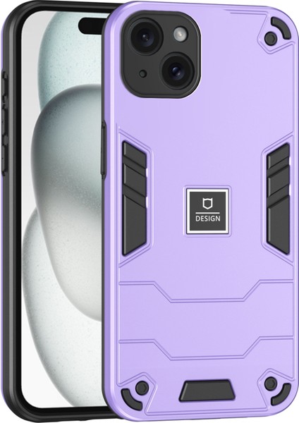 iPhone15 Plus Case Hibrid Telefon Kapağı Sabit Pc Geri+Esnek Tpu Çerçeve-Mor (Yurt Dışından)