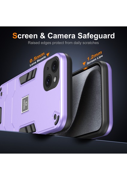 iPhone15 Plus Case Hibrid Telefon Kapağı Sabit Pc Geri+Esnek Tpu Çerçeve-Mor (Yurt Dışından)