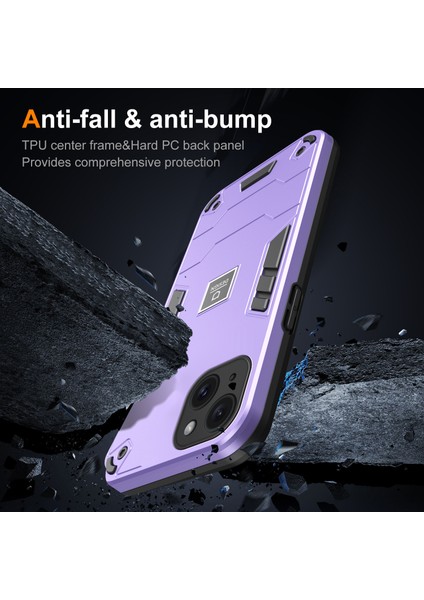 iPhone15 Plus Case Hibrid Telefon Kapağı Sabit Pc Geri+Esnek Tpu Çerçeve-Mor (Yurt Dışından)
