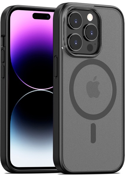 iPhone15 Prof Fall Koruma Telefon Kılıfı Magsafe Pc+Tpu Mat Arka Kapak Black ile Uyumlu (Yurt Dışından)
