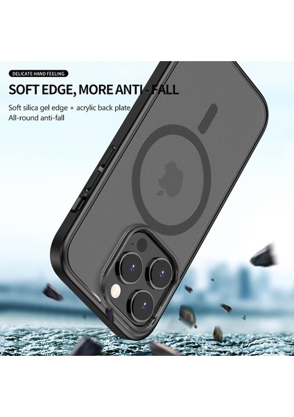 iPhone15 Prof Fall Koruma Telefon Kılıfı Magsafe Pc+Tpu Mat Arka Kapak Black ile Uyumlu (Yurt Dışından) indirimleri