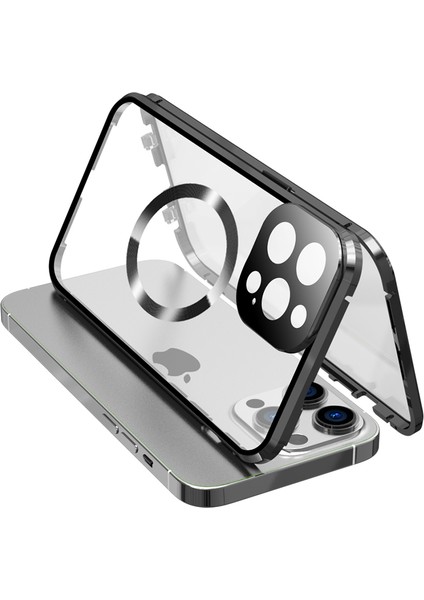 iPhone15 Pro Case Manyetik Telefon Kapağı Hd Temperli Cam Film Black ile Magsafe ile Uyumlu (Yurt Dışından)