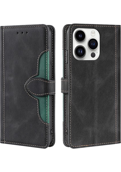 iPhone15 Pro Max Maks Hip Hat Telefon Kapağı Pu Deri Stand Cüzdan Black Için Cilt Touch Kabuğu (Yurt Dışından)