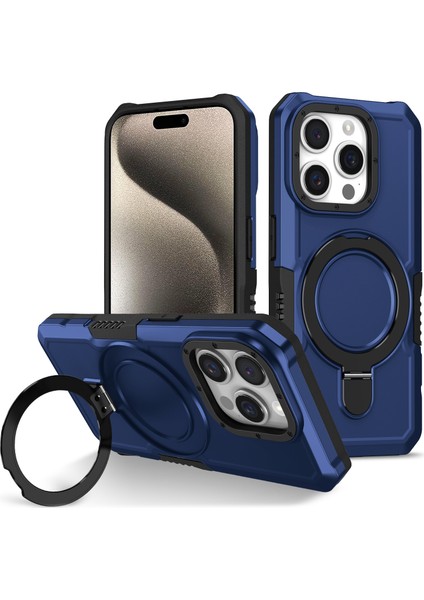iPhone15 Pro Max Ring Kickstand Case Tpu+Pc Manyetik Telefon Kapak Sapfire (Yurt Dışından)