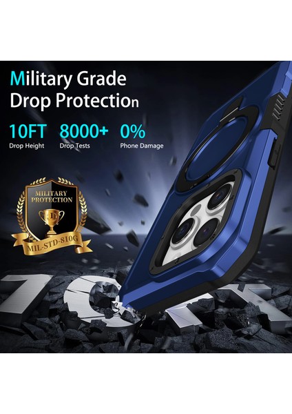 iPhone15 Pro Max Ring Kickstand Case Tpu+Pc Manyetik Telefon Kapak Sapfire (Yurt Dışından)